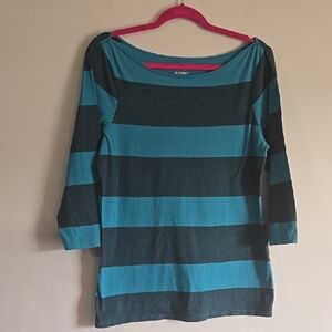 🙂 Old Navy Blue and Gray Boxy 3/4 Sleeve Blouse